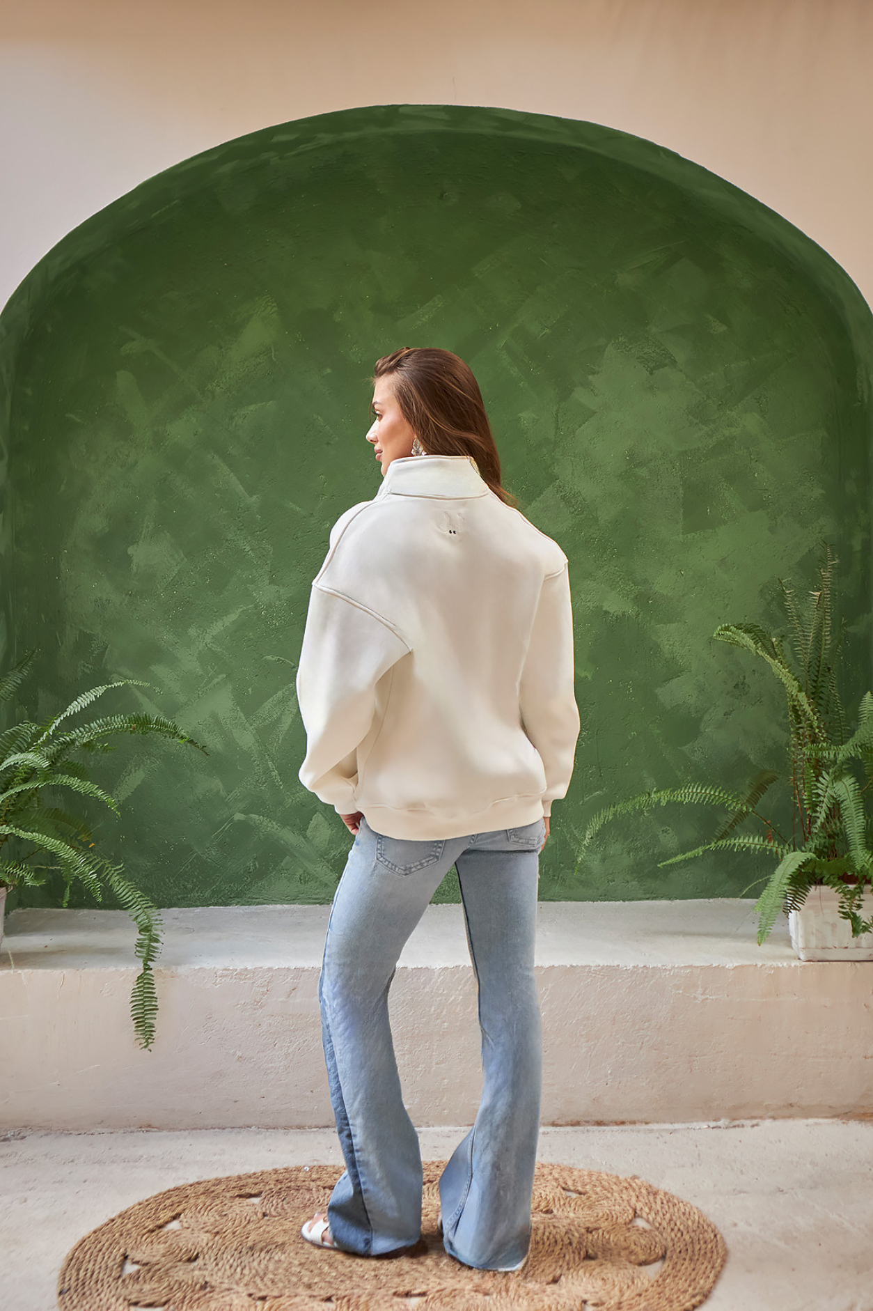 Leil Quarter Zip in Moonlight White