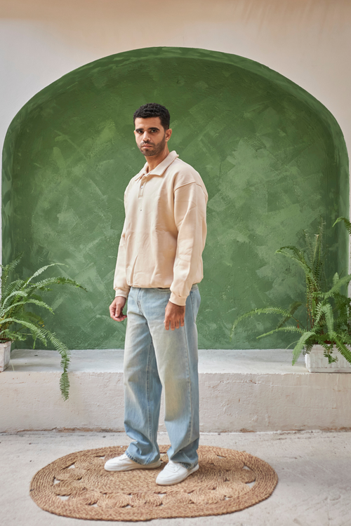 Leil Buttoned Sweatshirt in Pale Horizon